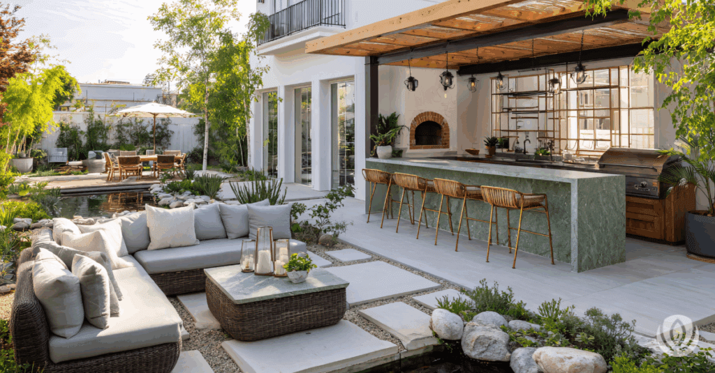 Custom outdoor patio seating area